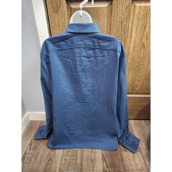 Perry Ellis Button Down Mens Shirt Blue with Geometric  Size XL New With Tags - Picture 3 of 6